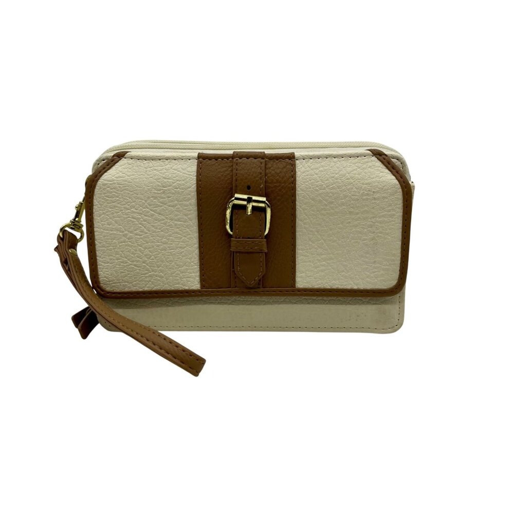 Bueno Beige Colorblock Pebbled Faux Leather Convertible Crossbody
